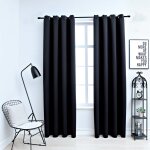 Vidaxl rideaux occultants avec anneaux en mtal 2 pcs noir 140x175 cm