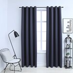 Vidaxl rideaux occultants avec anneaux mtal 2pcs anthracite 140x225cm