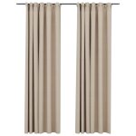 Vidaxl rideaux occultants aspect lin et crochets 2 pcs beige 140x245cm