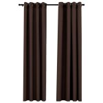 Vidaxl rideaux occultants aspect lin avec ?illets 2pcs taupe 140x225cm