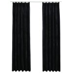 Vidaxl rideaux occultants avec crochets 2 pcs velours noir 140x175 cm