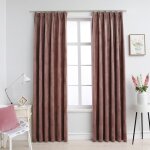 Vidaxl rideau occultant et crochet 2pcs velours rose antique 140x175cm