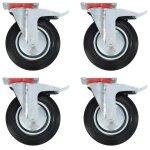 Vidaxl roulettes pivotantes avec double frein 4 pcs 200 mm