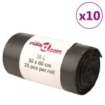 Vidaxl sacs poubelles 250 pcs noir 35 l