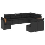 Vidaxl salon de jardin 10 pcs avec coussins noir r�sine tress�e