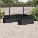 Vidaxl salon de jardin 10 pcs avec coussins noir r�sine tress�e