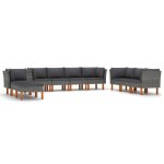 Vidaxl salon de jardin 10 pcs avec coussins rsine tresse gris