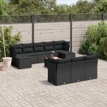 Vidaxl salon de jardin 11 pcs avec coussins noir r�sine tress�e