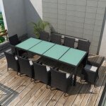 Vidaxl salon de jardin 11 pcs avec coussins r�sine tress�e noir