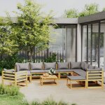 Vidaxl salon de jardin 12 pcs avec coussin bois d'acacia solide
