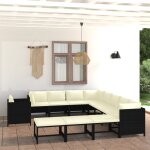 Vidaxl salon de jardin 12 pcs avec coussins r�sine tress�e noir