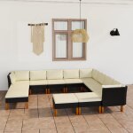 Vidaxl salon de jardin 12 pcs avec coussins r�sine tress�e noir