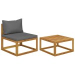Vidaxl salon de jardin 2 pcs avec coussin bois d'acacia solide