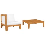 Vidaxl salon de jardin 2 pcs avec coussins bois d'acacia solide