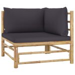 Vidaxl salon de jardin 2 pcs avec coussins gris fonc bambou