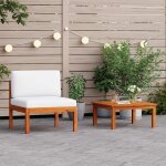 Vidaxl salon de jardin 2 pi�ces avec coussins en bois d'acacia et corde