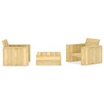 Vidaxl salon de jardin 3 pcs bois de pin imprgn