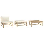 Vidaxl salon de jardin 3 pcs avec coussins blanc crme bambou