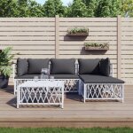 Vidaxl salon de jardin 3 pcs avec coussins gris fonc bambou