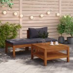 Vidaxl salon de jardin 3 pcs avec coussins gris fonc� bois d'acacia