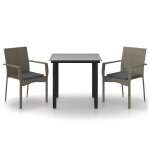 Vidaxl salon de jardin 3 pcs avec coussins noir et gris rsine tresse
