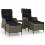 Vidaxl salon de jardin 3 pcs avec coussins rsine tresse marron