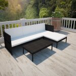 Vidaxl salon de jardin 3 pcs avec coussins r�sine tress�e noir