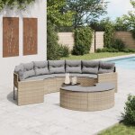 Vidaxl salon de jardin 3 pcs demi - rond beige r�sine tress�e