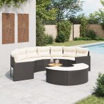 Vidaxl salon de jardin 3 pcs demi - rond noir rsine tresse