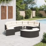 Vidaxl salon de jardin 3 pcs demi - rond noir r�sine tress�e