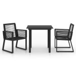 Vidaxl salon de jardin 3 pcs rotin pvc noir