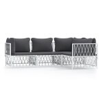 Vidaxl salon de jardin 4 pcs avec coussins blanc acier