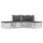Vidaxl salon de jardin 4 pcs avec coussins blanc acier Vidaxl salon de jardin 4 pcs avec coussins blanc acier
