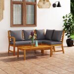 Vidaxl salon de jardin 4 pcs avec coussin bois d'acacia solide