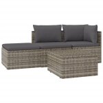 Vidaxl salon de jardin 4 pcs avec coussins gris rsine tresse