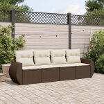 Vidaxl salon de jardin 4 pcs avec coussins marron r�sine tress�e