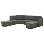 Vidaxl salon de jardin 4 pcs avec coussins rsine tresse gris