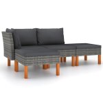 Vidaxl salon de jardin 4 pcs avec coussins rsine tresse gris