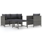 Vidaxl salon de jardin 4 pcs avec coussins r�sine tress�e gris