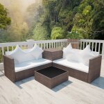 Vidaxl salon de jardin 4 pcs avec coussins r�sine tress�e marron