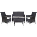 Vidaxl salon de jardin 4 pcs avec coussins r�sine tress�e noir