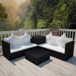 Vidaxl salon de jardin 4 pcs avec coussins rsine tresse noir