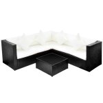 Vidaxl salon de jardin 4 pcs avec coussins rsine tresse noir