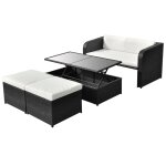Vidaxl salon de jardin 4 pcs avec coussins r�sine tress�e noir