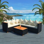Vidaxl salon de jardin 4 pcs avec coussins rsine tresse noir