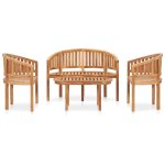 Vidaxl salon de jardin 4 pcs en forme de banane bois de teck solide
