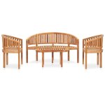 Vidaxl salon de jardin 4 pcs en forme de banane bois de teck solide