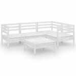 Vidaxl salon de jardin 5 pcs bois de pin massif blanc