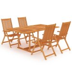 Vidaxl salon de jardin 5 pcs bois de teck massif