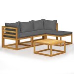 Vidaxl salon de jardin 5 pcs avec coussins bois d'acacia solide
